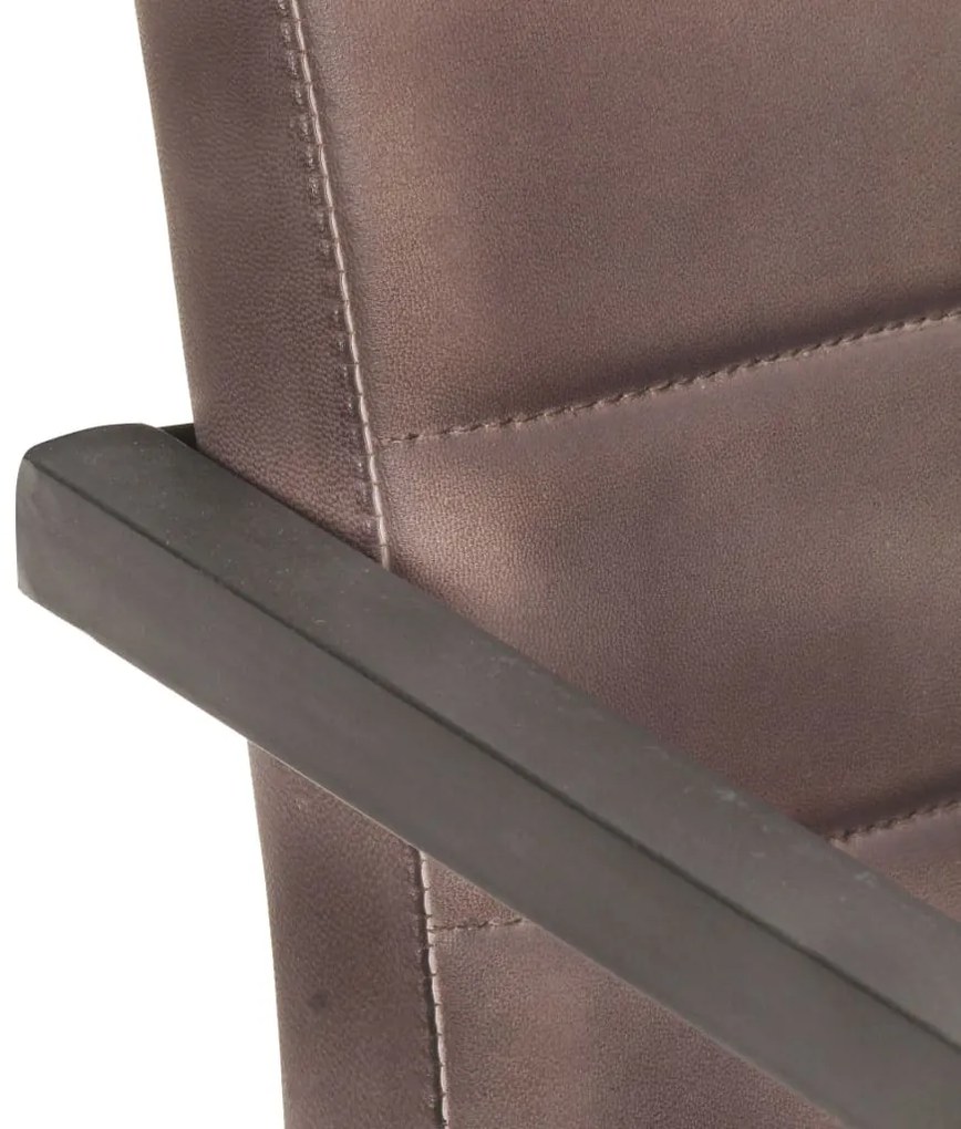 Cadeiras de jantar cantilever 2 pcs couro genuíno castanho