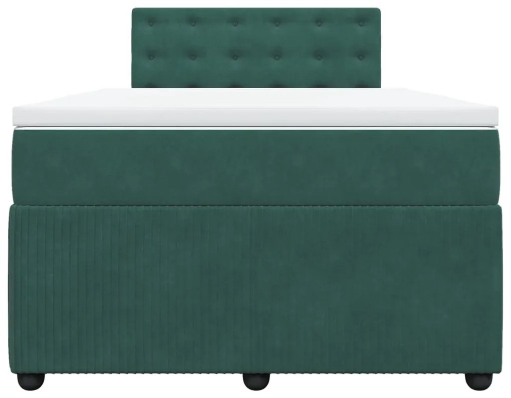 Cama boxspring com colchão 120x200 cm veludo verde-escuro