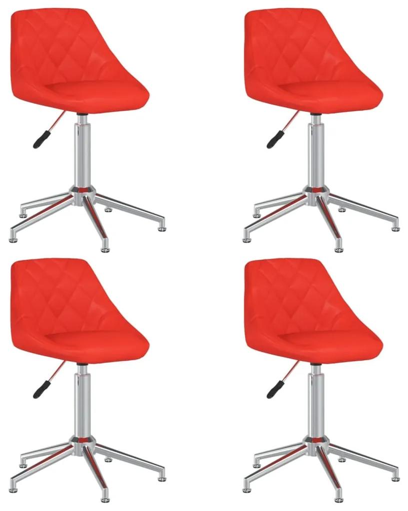 3088856 vidaXL Cadeiras de jantar giratórias 4 pcs couro artificial vermelho