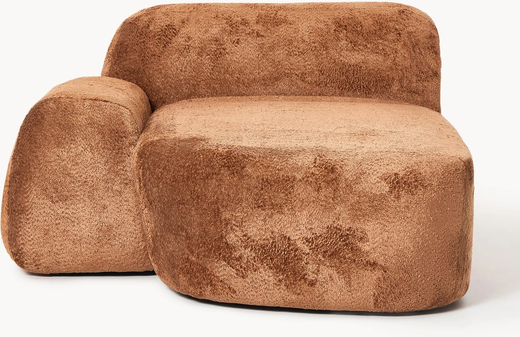 Módulo de canto com chaise longue em teddy-bouclé Wolke