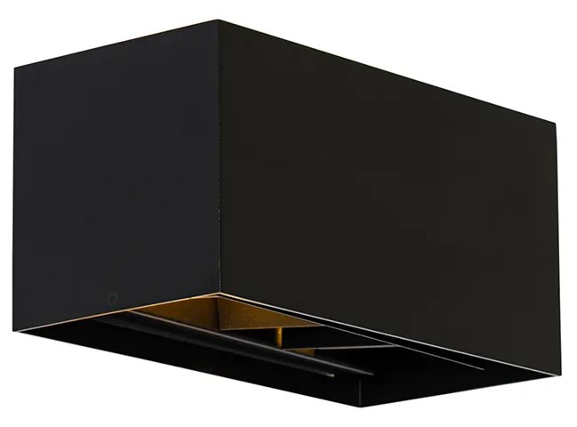 Candeeiro de parede moderno preto retangular 2 luzes - Edwin