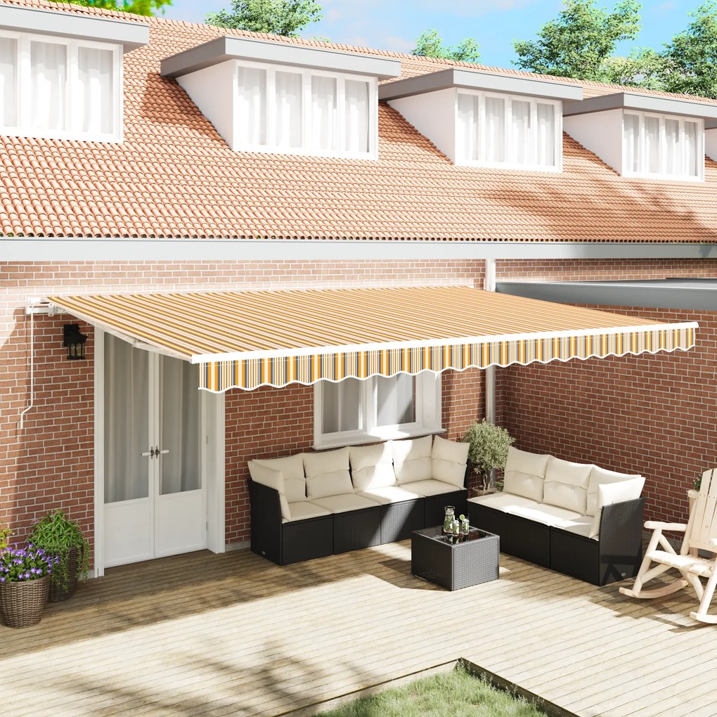vidaXL Toldo Retrátil Manual Listrado Multicolorido 500x300 cm