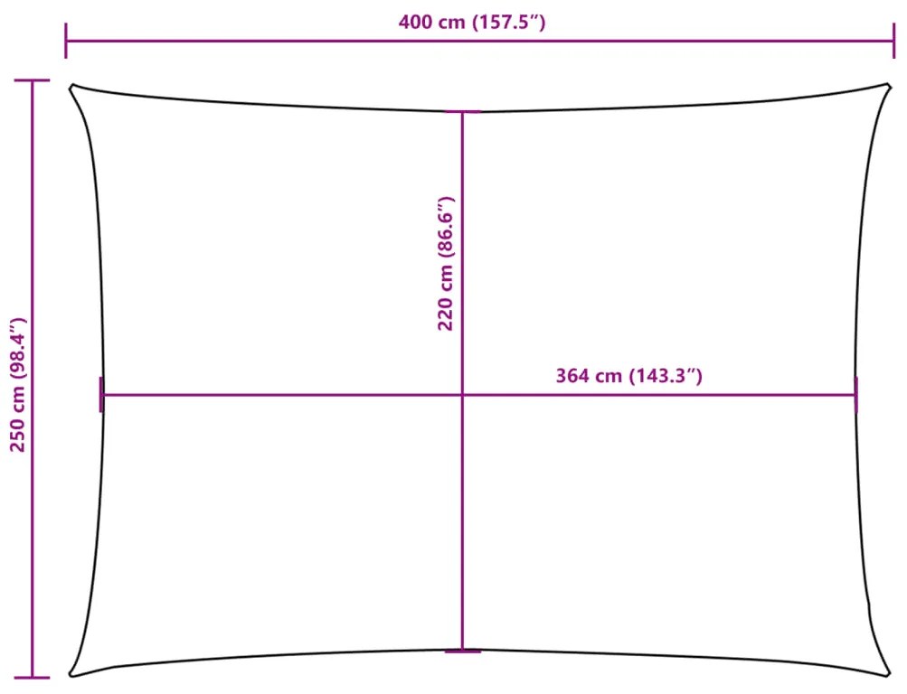 Para-sol estilo vela tecido oxford retangular 2,5x4 m azul