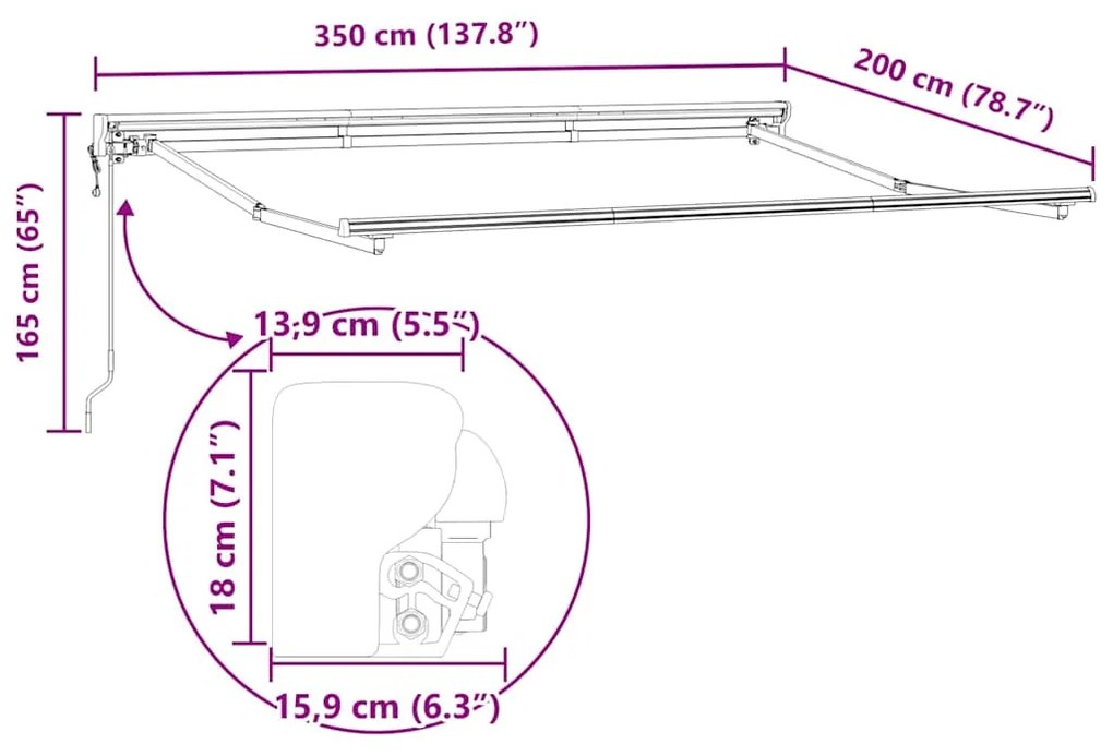 Toldo Elétrico Branco 3.5 x 2 m Alumínio