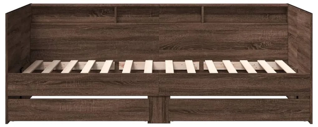 Sofá-cama com gavetas sem colchão 100x200 cm carvalho castanho