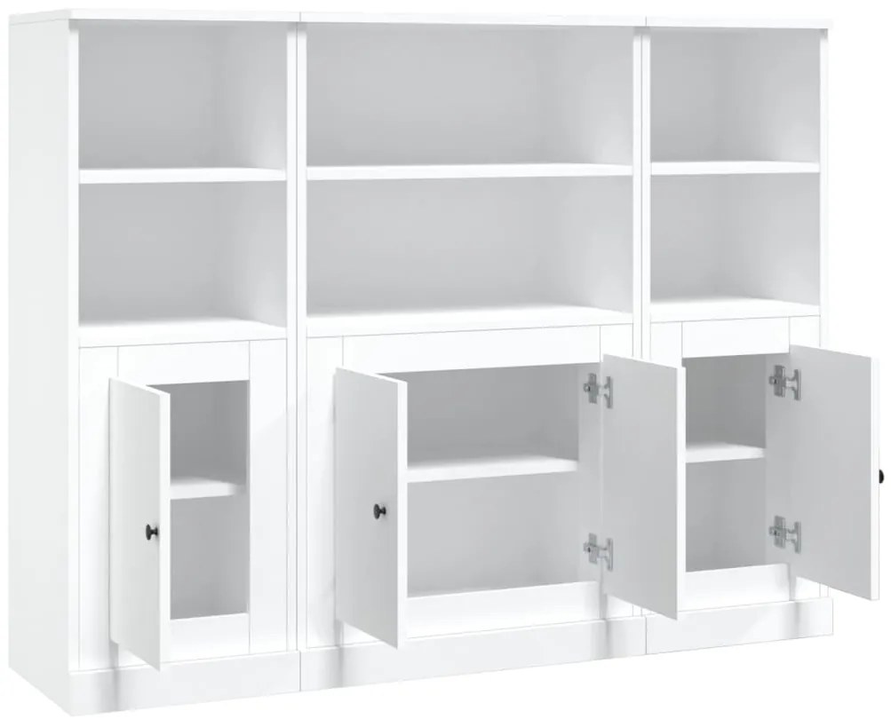 Aparadores altos 3 pcs derivados de madeira branco