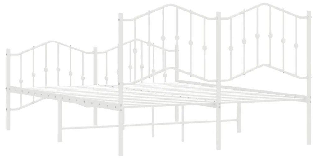 Estrutura de cama com cabeceira e pés 140x190 cm metal branco