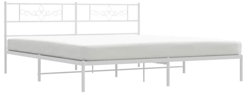 Estrutura de cama com cabeceira 193x203 cm metal branco