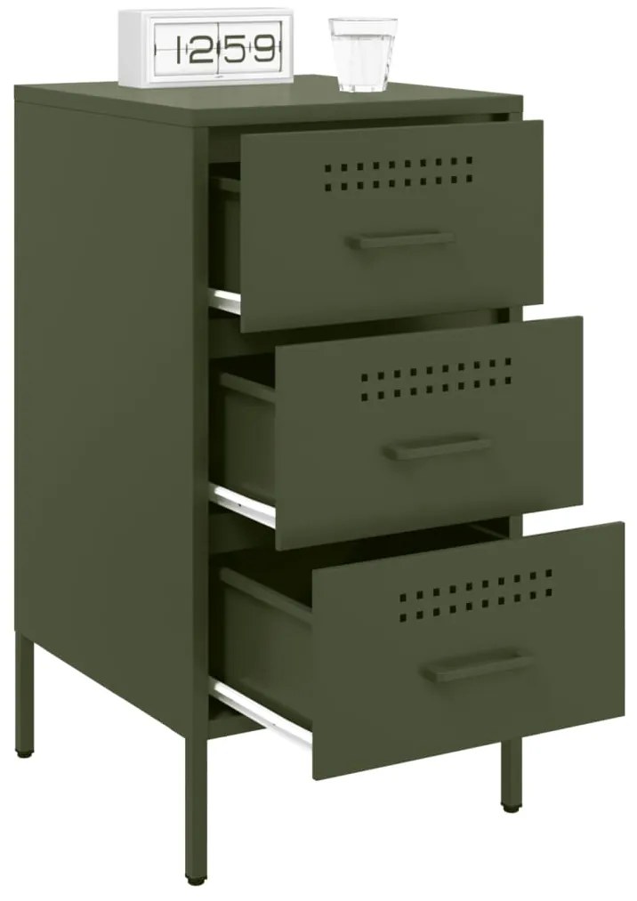 Mesa de cabeceira 36x39x68 cm aço verde-azeitona