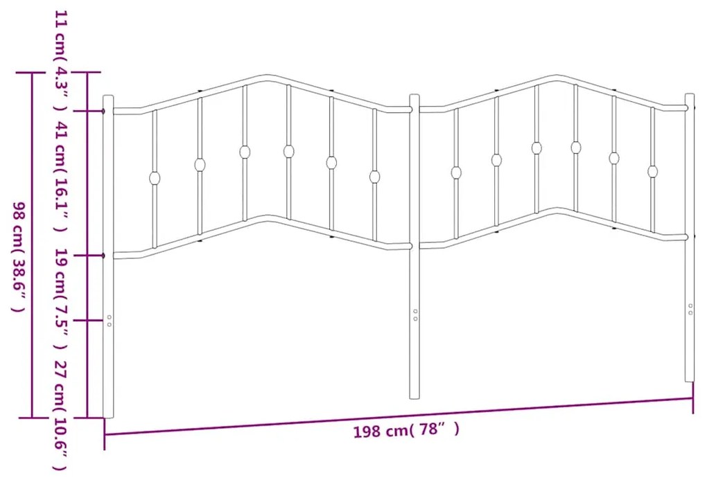 Cabeceira de cama 193 cm metal branco