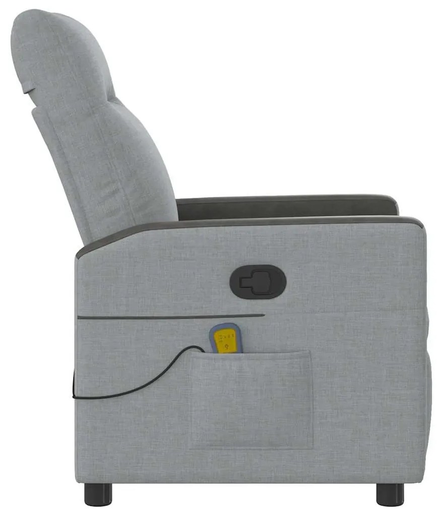 Poltrona de massagens reclinável tecido cinzento-claro