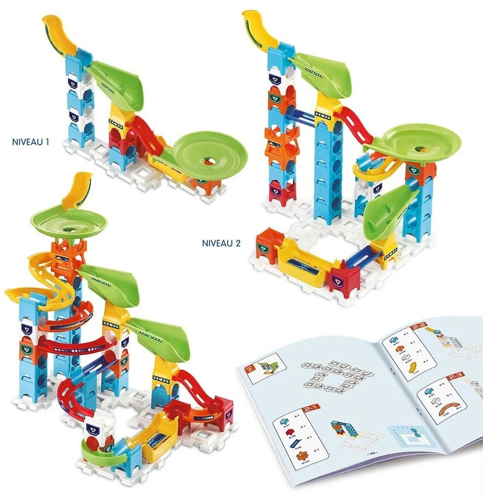 Conjunto de Berlindes Vtech Marble Rush Marble Run - Beginner Set Circuito Pista com Rampas + 4 Anos 47 Peças