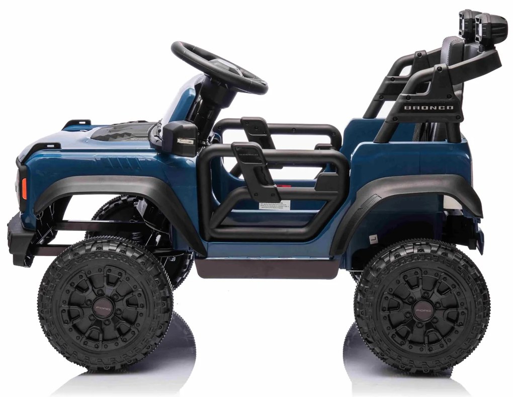 Carro elétrico para crianças 12V Ford Bronco com tração traseira, licenciado (1 Lugar) bateria de lítio, leitor de MP3 com entrada USB, luzes LED Azul