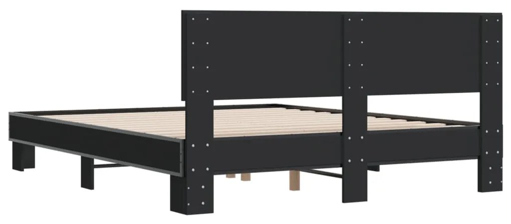 Estrutura de cama 160x200 cm derivados de madeira/metal preto