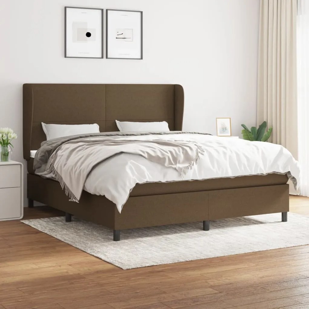 vidaXL Cama com molas/colchão 160x200 cm tecido castanho-escuro