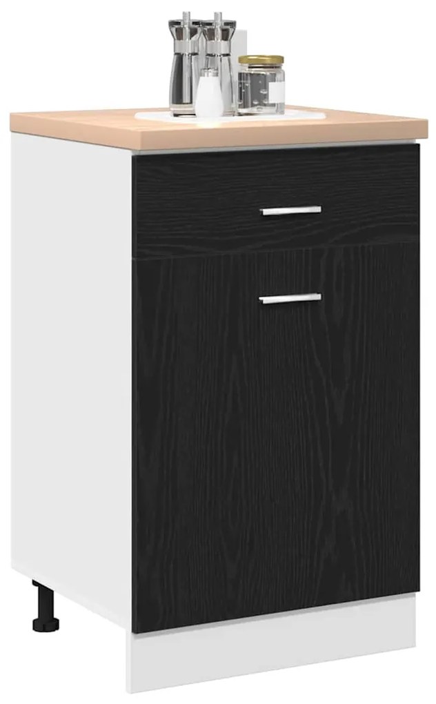 Armário de Gavetas Oak Preto da - 50x46x81,5 cm, feito de MDF.