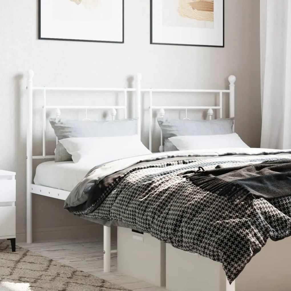 vidaXL Cabeceira de cama 140 cm metal branco