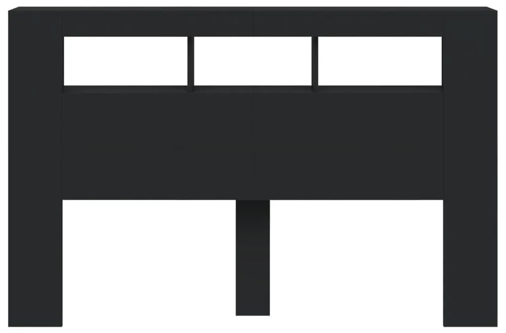 Cabeceira cama c/ LEDs 160x18,5x103,5 cm deriv. madeira preto