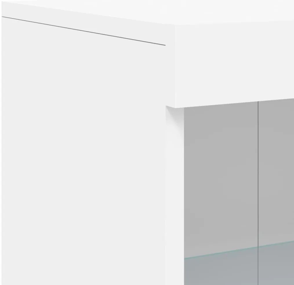 Armário de apoio com luzes LED derivados de madeira branco