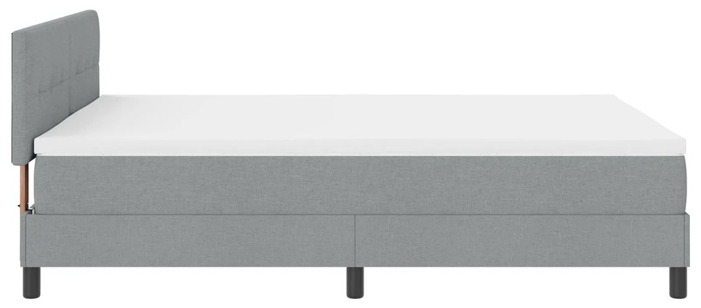 Cama Box Spring com colchão Cinza Claro 140x190 cm Tecido