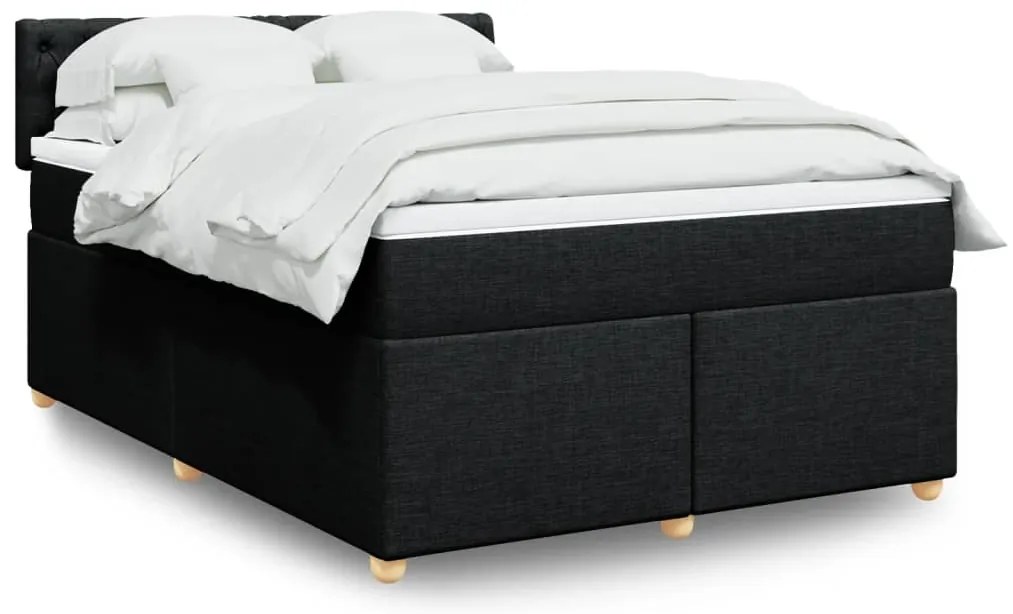 Cama com molas/colchão 160x200 cm tecido preto
