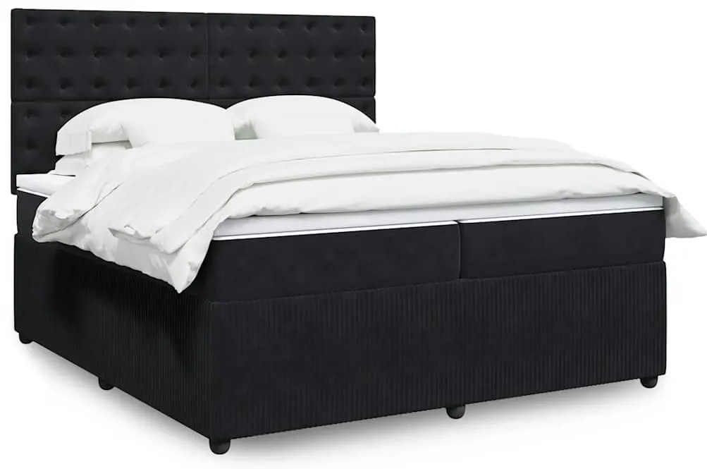vidaXL Cama com molas/colchão 200x200 cm veludo preto