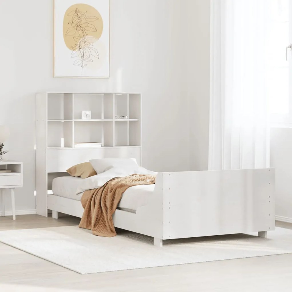 vidaXL Cama sem colchão 75x190 cm madeira de pinho maciça branco