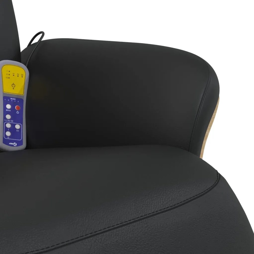 Cadeira massagens reclinável c/apoio pés couro artificial preto