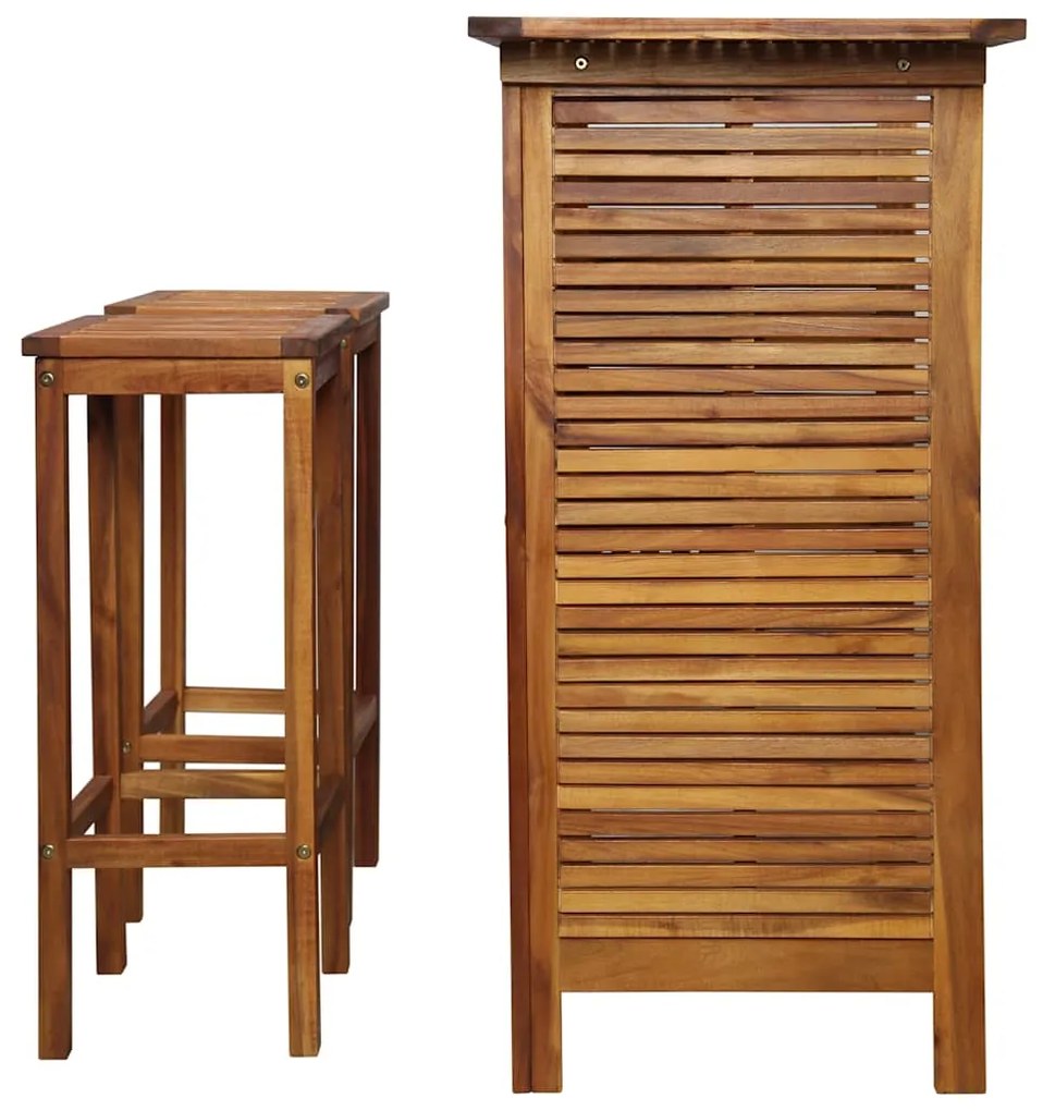 Conjunto mesa e cadeiras de bar 3 pcs madeira de acácia maciça
