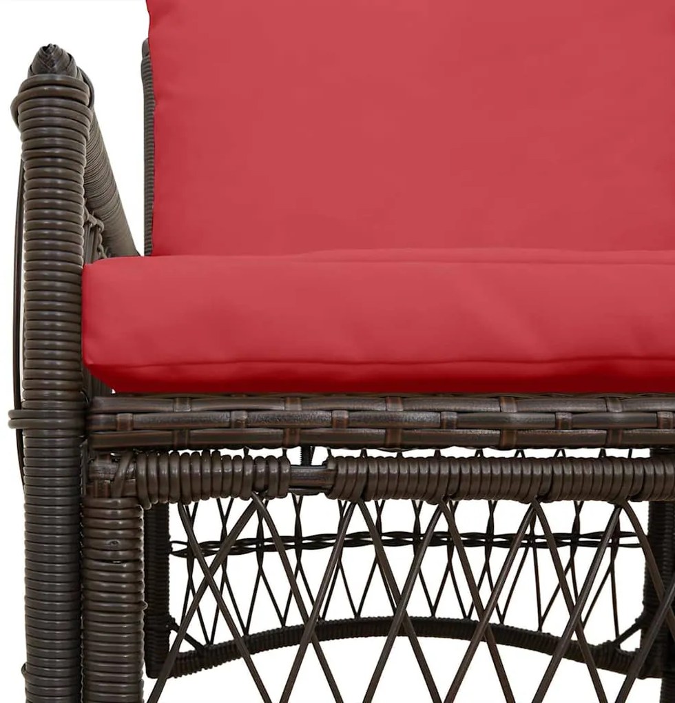 Cadeira Jardim com Almofadas Castanhas 60x70x78 cm Rattan Poliéster