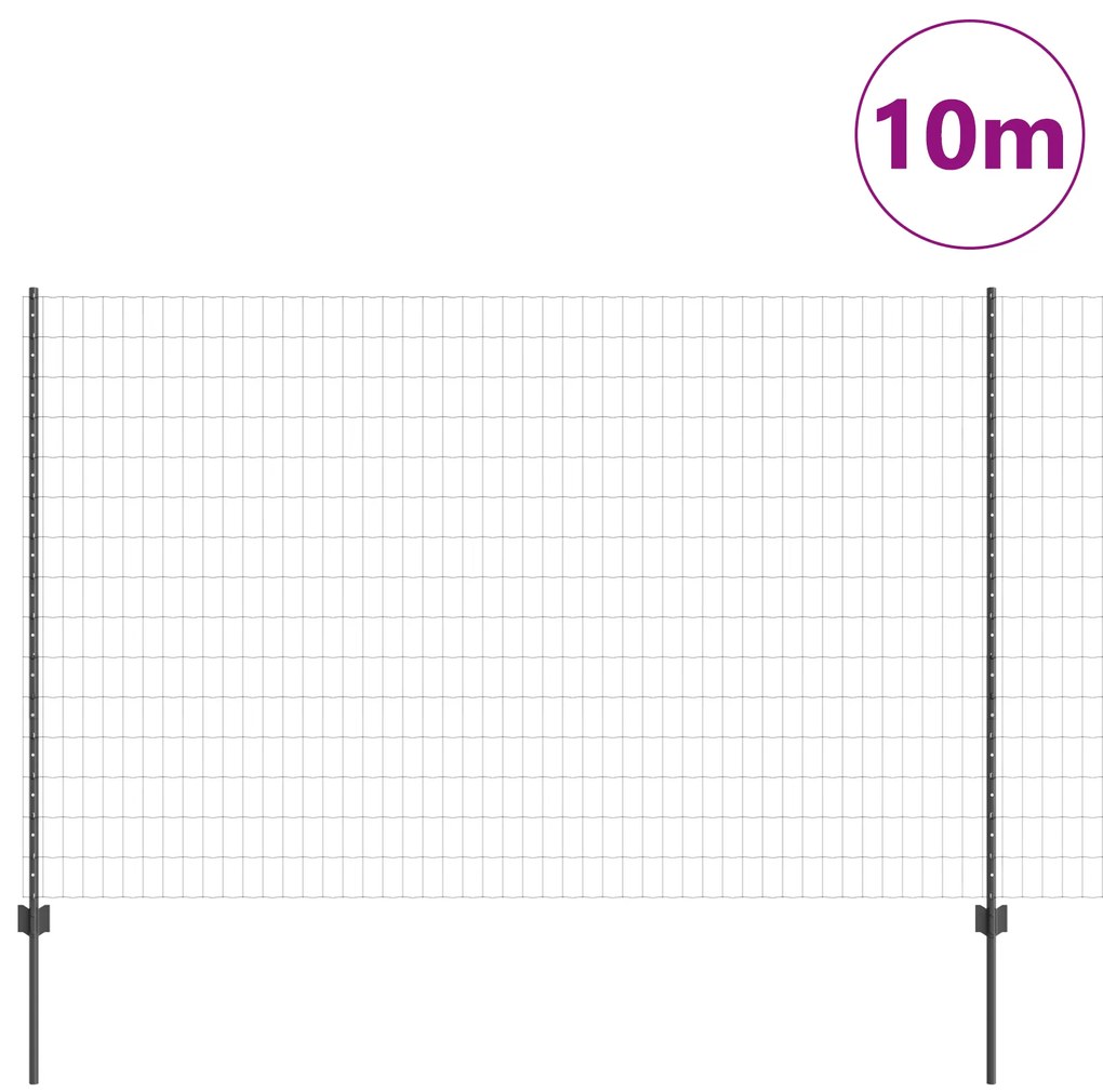 Cerca Euro com 10 Postes Cinza 1,6x10 m Aço