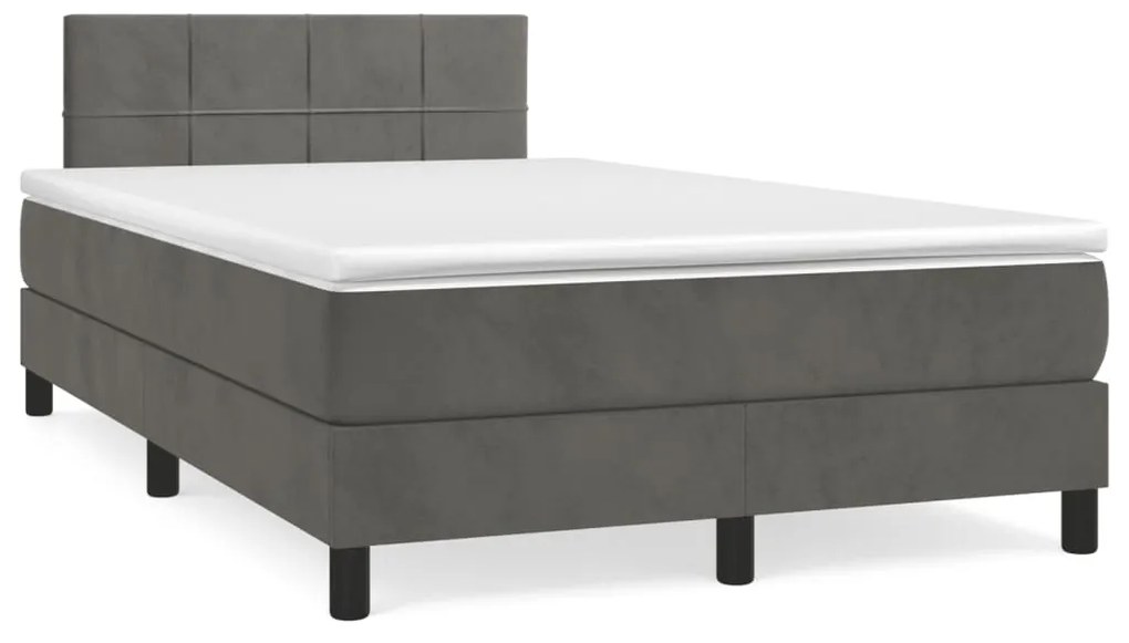 vidaXL Cama boxspring com colchão 120x190 cm veludo cinzento-escuro