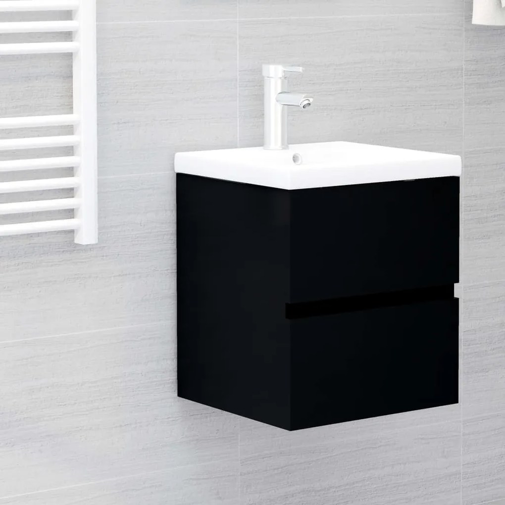 vidaXL Armário de lavatório 41x38,5x45 cm derivados de madeira preto