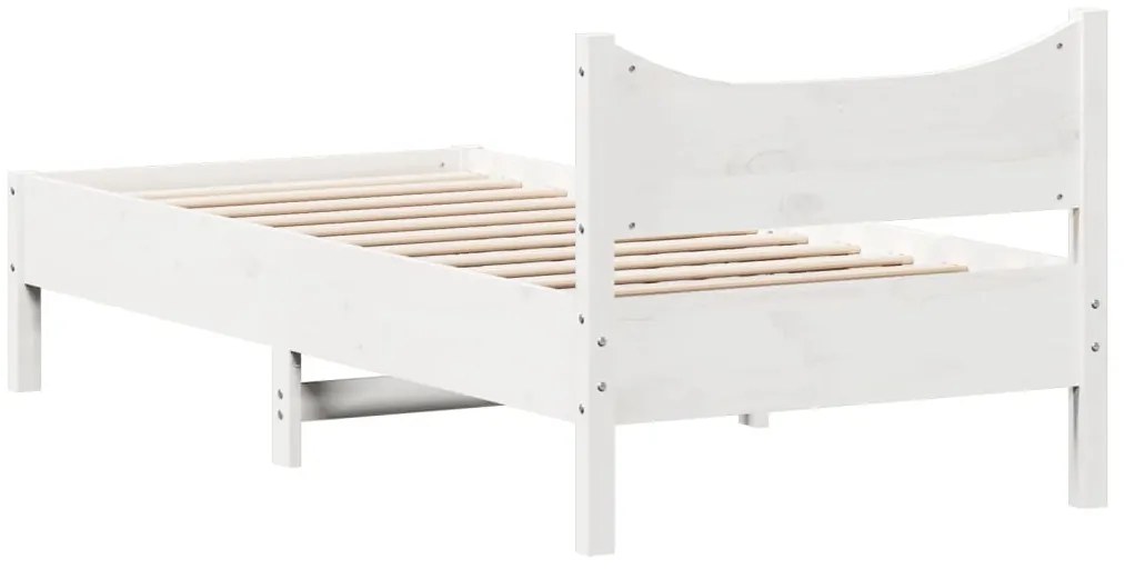 Cama sem colchão 100x200 cm madeira de pinho maciça branco