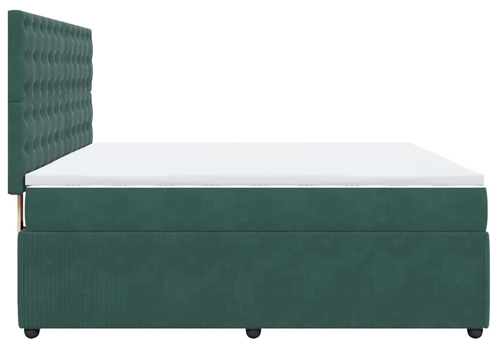 Cama com molas/colchão 180x200 cm veludo verde-escuro