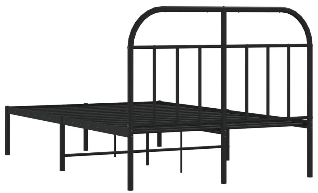 Estrutura de cama com cabeceira 120x190 cm metal preto