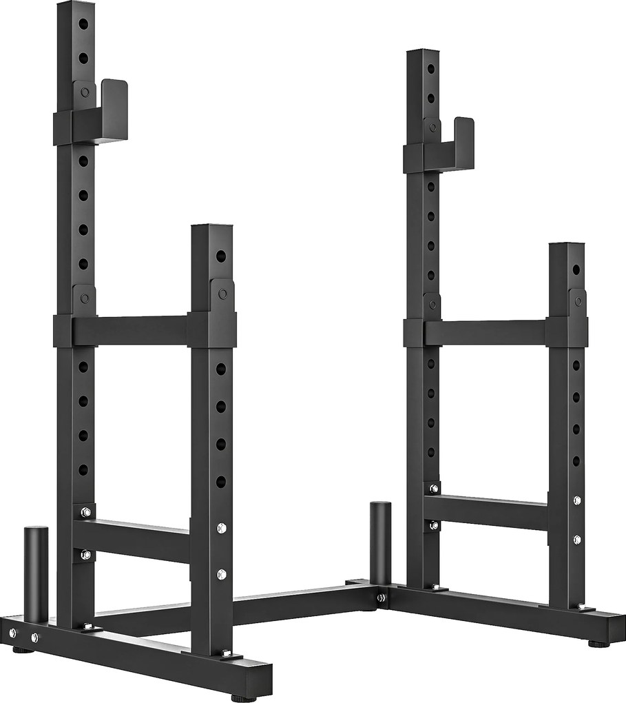 SPORTNOW Suporte para barra 2 níveis Suporte para discos em aço Apoio para barra longa até 300 kg Preto | Aosom Portugal