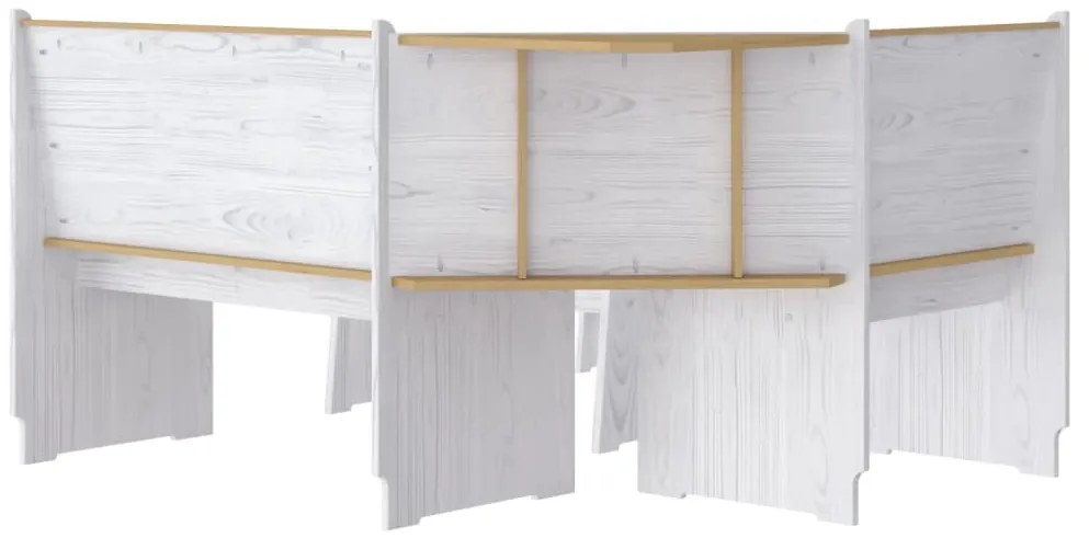 3 pcs conjunto de jantar REINE pinho maciço castanho mel/branco