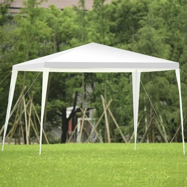 Tenda para exteriores de 3 x 3 m com cobertura, pernas, estacas e cordas para fixação na parte traseira. Jardim, praia. Branca.