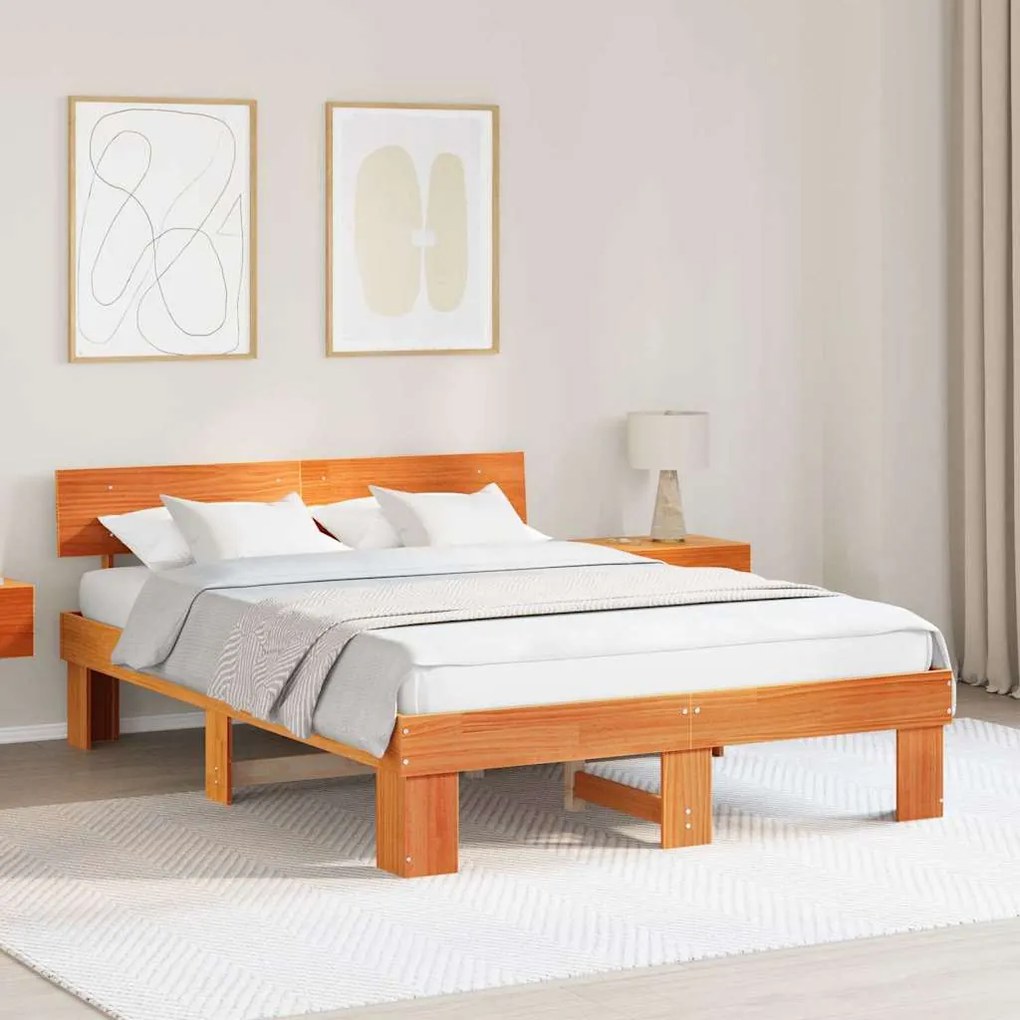 vidaXL Estrutura da Cama Castanho-mel 160 x 200 cm Madeira de Pinheiro