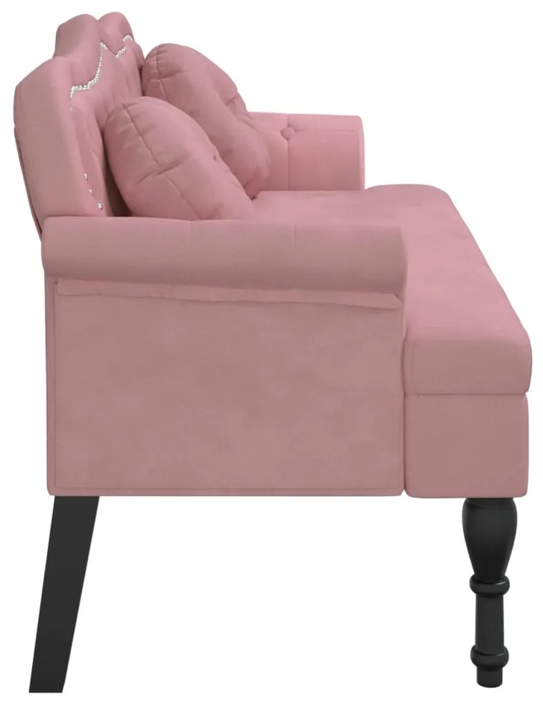Banco com almofadões 120,5x65x75 cm veludo rosa