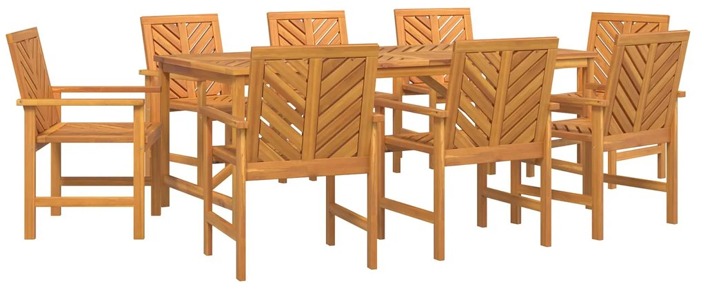 vidaXL Conjunto de Jantar para Jardim 9 pcs Castanho