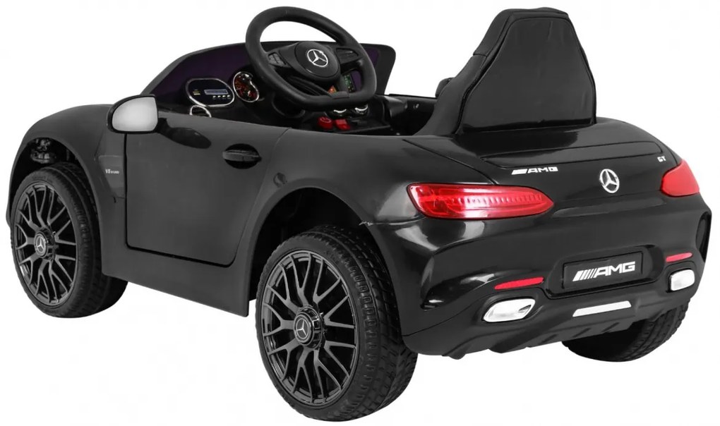 Carro elétrico para Crianças 12V Mercedes Benz GT, Rodas Espuma EVA, Assento couro ecológico Preto
