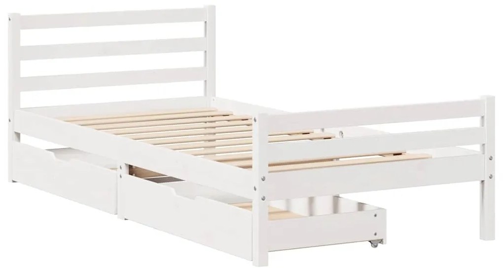 Cama sem colchão 100x200 cm madeira de pinho maciça branco