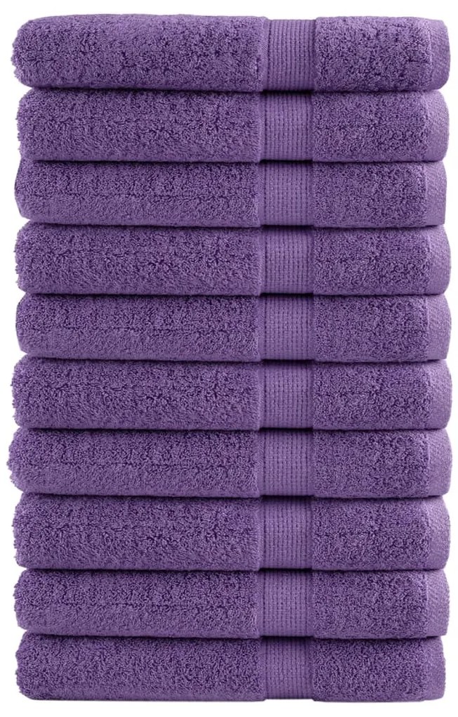 vidaXL Toalhas premium SOLUND 10 pcs 100x200 cm 600 gsm roxo