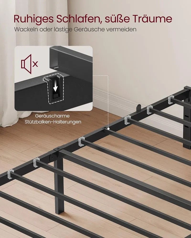 Estrutura de cama individual em metal 90 x 200 cm moderna preto