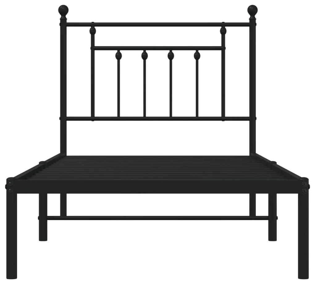 Estrutura de cama com cabeceira 80x200 cm metal preto