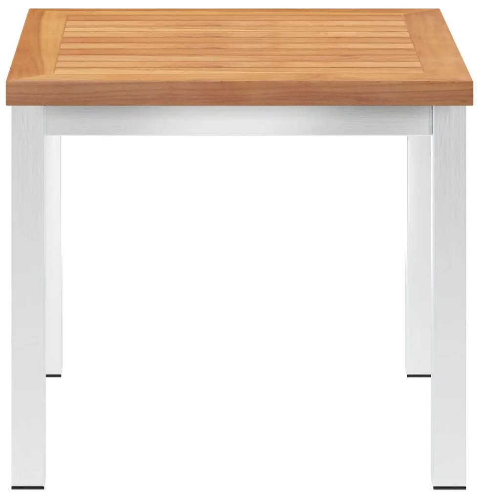 Mesa de apoio jardim 45x45x38 cm teca maciça/aço inoxidável