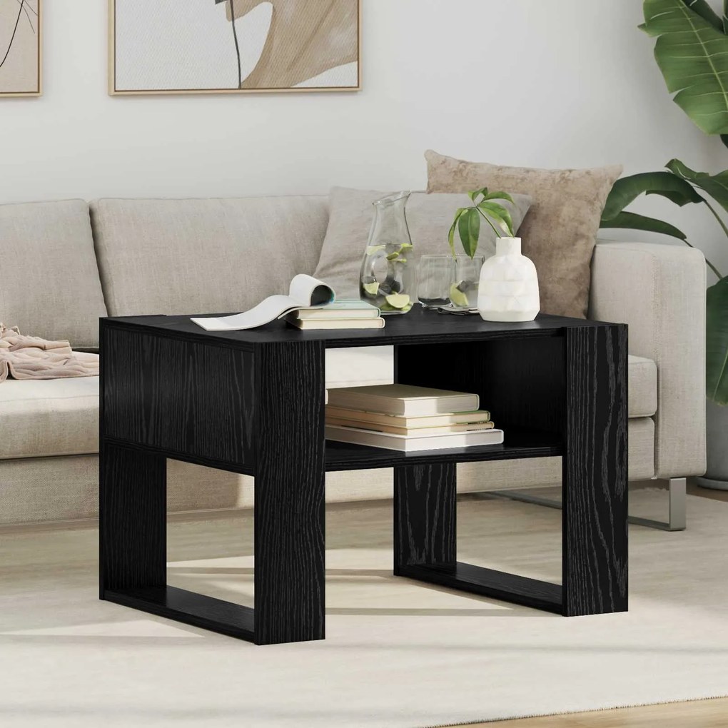 vidaXL Mesa de centro com armazenamento Carvalho Preto 66 x 53 x 45 cm