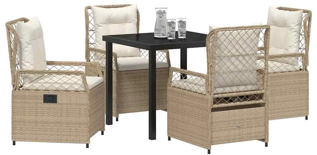 Conjunto de Jantar de Jardim com 5 Peças Bege Rattan Sintético